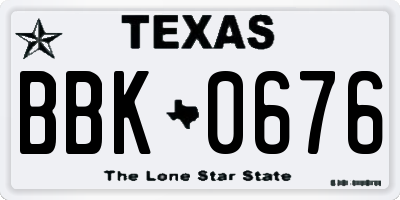 TX license plate BBK0676