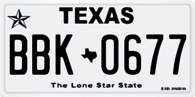 TX license plate BBK0677