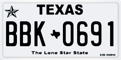 TX license plate BBK0691