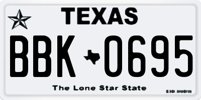TX license plate BBK0695