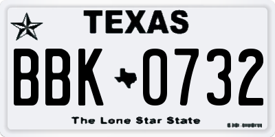 TX license plate BBK0732