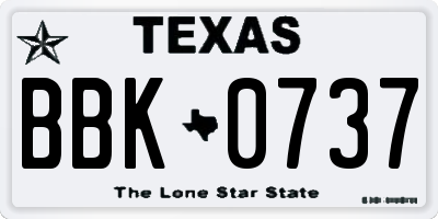 TX license plate BBK0737