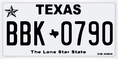 TX license plate BBK0790