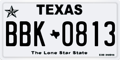 TX license plate BBK0813