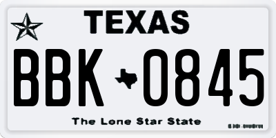 TX license plate BBK0845