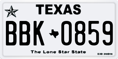 TX license plate BBK0859