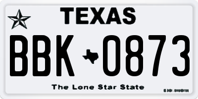 TX license plate BBK0873