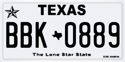 TX license plate BBK0889