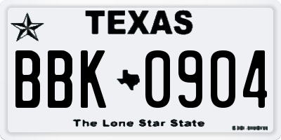 TX license plate BBK0904