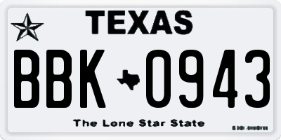 TX license plate BBK0943