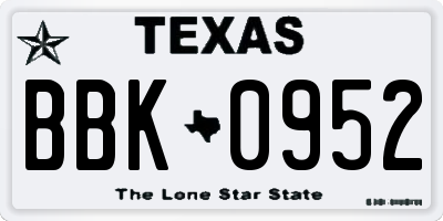 TX license plate BBK0952