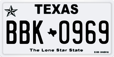TX license plate BBK0969