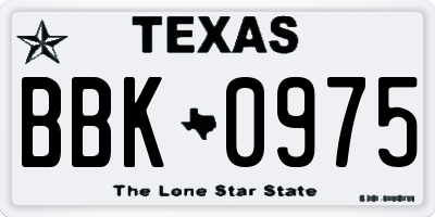 TX license plate BBK0975