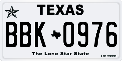 TX license plate BBK0976
