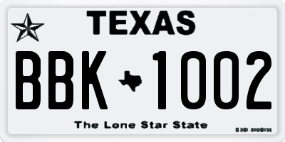 TX license plate BBK1002