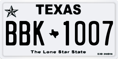 TX license plate BBK1007