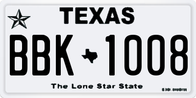 TX license plate BBK1008