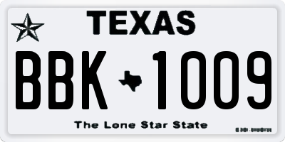 TX license plate BBK1009