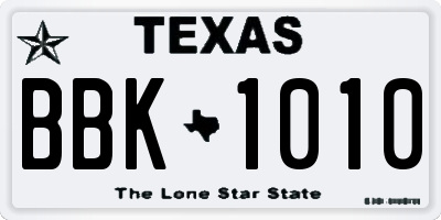 TX license plate BBK1010