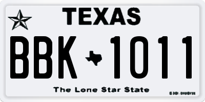 TX license plate BBK1011