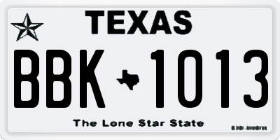 TX license plate BBK1013