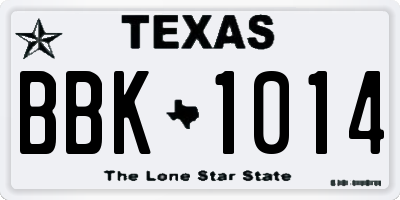 TX license plate BBK1014