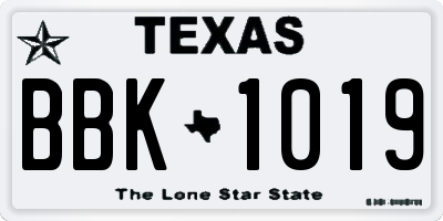 TX license plate BBK1019