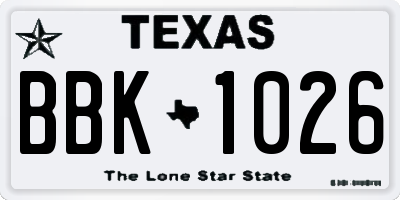 TX license plate BBK1026