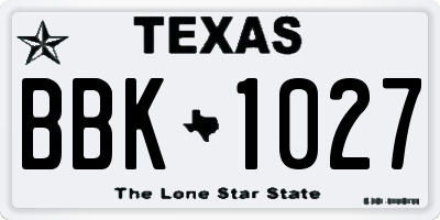 TX license plate BBK1027