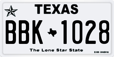 TX license plate BBK1028