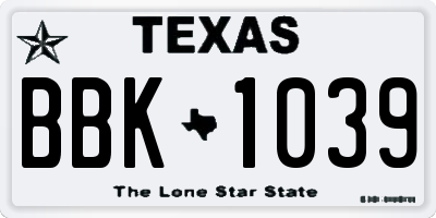 TX license plate BBK1039