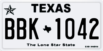 TX license plate BBK1042