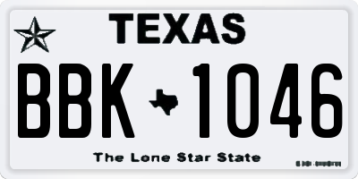TX license plate BBK1046