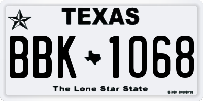 TX license plate BBK1068