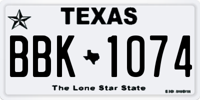 TX license plate BBK1074