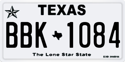 TX license plate BBK1084