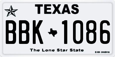 TX license plate BBK1086