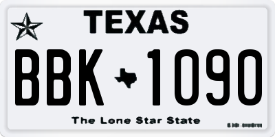 TX license plate BBK1090