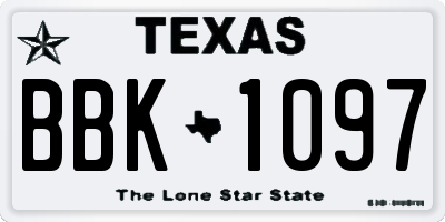TX license plate BBK1097