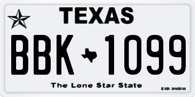 TX license plate BBK1099