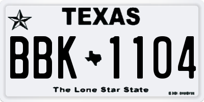 TX license plate BBK1104