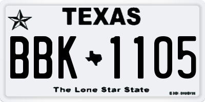 TX license plate BBK1105