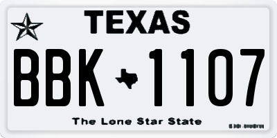 TX license plate BBK1107