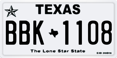 TX license plate BBK1108