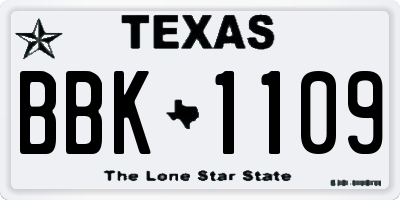 TX license plate BBK1109