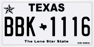 TX license plate BBK1116