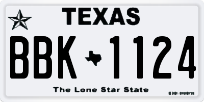 TX license plate BBK1124