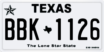 TX license plate BBK1126