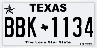 TX license plate BBK1134
