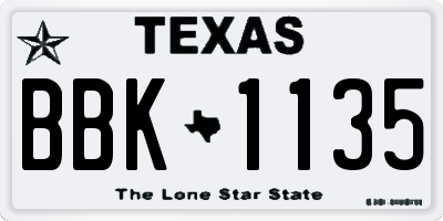 TX license plate BBK1135